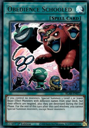 Obedience Schooled (BLAR-EN071) - Battles of Legend: Armageddon 1st Edition Battles of Legend: Armageddon Yugioh Single  Squirtle Squad Card Shop.