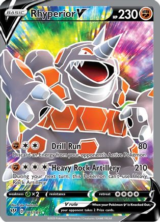 Rhyperior V (Full Art) 181  - Holofoil SWSH03 Darkness Ablaze - Ultra Rare SWSH03: Darkness Ablaze Pokemon Single  Squirtle Squad Card Shop.