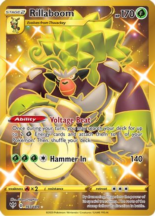 Rillaboom (Secret) 197  - Holofoil SWSH03 Darkness Ablaze - Secret Rare SWSH03: Darkness Ablaze Pokemon Single  Squirtle Squad Card Shop.