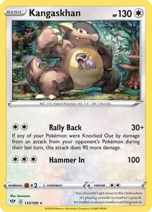 Kangaskhan 133  - Holofoil SWSH03 Darkness Ablaze - Holo Rare SWSH03: Darkness Ablaze Pokemon Single  Squirtle Squad Card Shop.