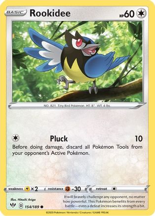 Rookidee 154  - Reverse Holofoil SWSH03 Darkness Ablaze - Common SWSH03: Darkness Ablaze Pokemon Single  Squirtle Squad Card Shop.