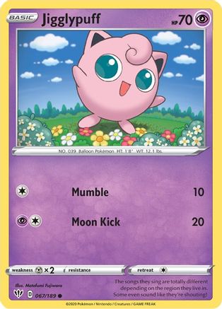 Jigglypuff 067  - Reverse Holofoil SWSH03 Darkness Ablaze - Common SWSH03: Darkness Ablaze Pokemon Single  Squirtle Squad Card Shop.