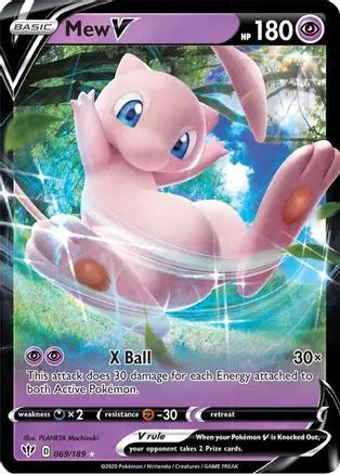 Mew V 069  - Holofoil SWSH03 Darkness Ablaze - Ultra Rare SWSH03: Darkness Ablaze Pokemon Single  Squirtle Squad Card Shop.