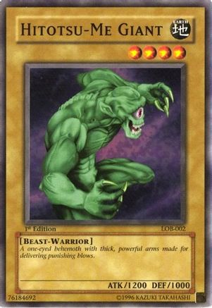 Hitotsu-Me Giant (LOB-002) - The Legend of Blue Eyes White Dragon Unlimited The Legend of Blue Eyes White Dragon Yugioh Single  Squirtle Squad Card Shop.