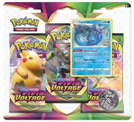 Vivid Voltage 3 Pack Blister [Vaporeon] SWSH04: Vivid Voltage Pokemon Sealed  Squirtle Squad Card Shop.