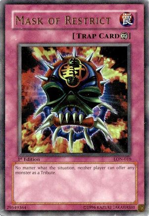 Mask of Restrict (LON-018) - Labyrinth of Nightmare 1st Edition Labyrinth of Nightmare Yugioh Single  Squirtle Squad Card Shop.