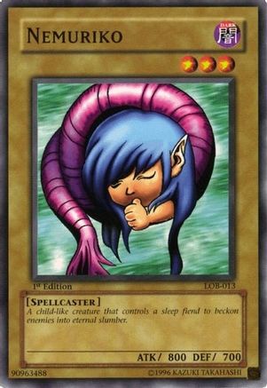 Nemuriko (LOB-013) - The Legend of Blue Eyes White Dragon 1st Edition The Legend of Blue Eyes White Dragon Yugioh Single  Squirtle Squad Card Shop.