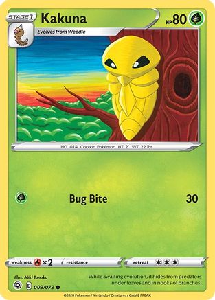 Kakuna 003  - Reverse Holofoil Champions Path - Common Champion's Path Pokemon Single  Squirtle Squad Card Shop.