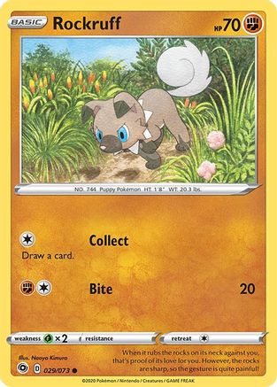 Rockruff 029  - Reverse Holofoil Champions Path - Common Champion's Path Pokemon Single  Squirtle Squad Card Shop.