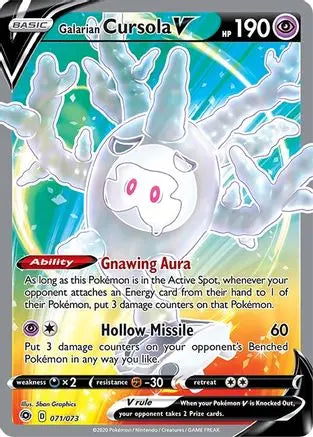 Galarian Cursola V (Full Art) 071  - Holofoil Champions Path - Ultra Rare Champion's Path Pokemon Single  Squirtle Squad Card Shop.