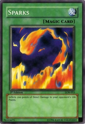 Sparks (LOB-055) - The Legend of Blue Eyes White Dragon 1st Edition The Legend of Blue Eyes White Dragon Yugioh Single  Squirtle Squad Card Shop.
