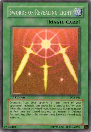 Swords of Revealing Light (LOB-101) - The Legend of Blue Eyes White Dragon 1st Edition The Legend of Blue Eyes White Dragon Yugioh Single  Squirtle Squad Card Shop.