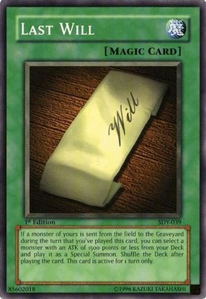 Last Will (SDY-039) - Starter Deck: Yugi 1st Edition Starter Deck: Yugi Yugioh Single  Squirtle Squad Card Shop.
