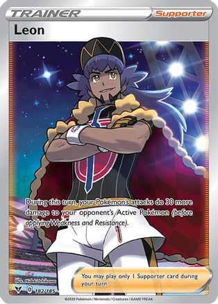 Leon (Full Art) 182  - Holofoil SWSH04 Vivid Voltage - Ultra Rare SWSH04: Vivid Voltage Pokemon Single  Squirtle Squad Card Shop.