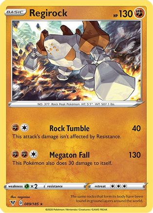 Regirock 089  - Reverse Holofoil SWSH04 Vivid Voltage - Holo Rare SWSH04: Vivid Voltage Pokemon Single  Squirtle Squad Card Shop.