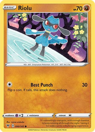 Riolu 090  SWSH04 Vivid Voltage - Common SWSH04: Vivid Voltage Pokemon Single  Squirtle Squad Card Shop.