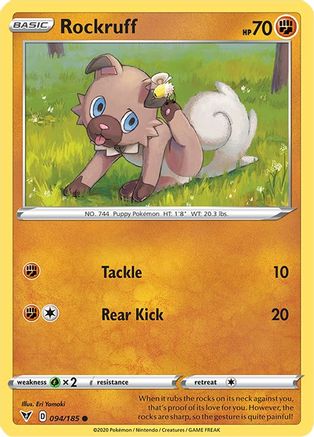 Rockruff 094  SWSH04 Vivid Voltage - Common SWSH04: Vivid Voltage Pokemon Single  Squirtle Squad Card Shop.