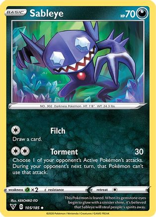 Sableye 105  SWSH04 Vivid Voltage - Uncommon SWSH04: Vivid Voltage Pokemon Single  Squirtle Squad Card Shop.