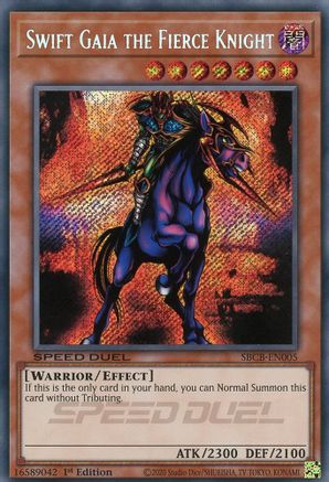 Swift Gaia the Fierce Knight (Secret) (SBCB-EN005) - Speed Duel: Battle City Box 1st Edition Speed Duel: Battle City Box Yugioh Single  Squirtle Squad Card Shop.