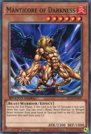 Manticore of Darkness (SBCB-EN049) - Speed Duel: Battle City Box 1st Edition Speed Duel: Battle City Box Yugioh Single  Squirtle Squad Card Shop.