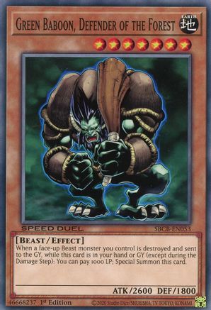 Green Baboon, Defender of the Forest (SBCB-EN053) - Speed Duel: Battle City Box 1st Edition Speed Duel: Battle City Box Yugioh Single  Squirtle Squad Card Shop.