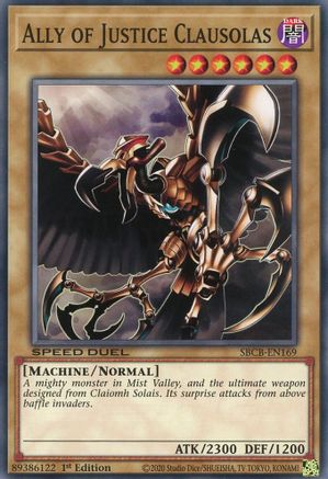 Ally of Justice Clausolas (SBCB-EN169) - Speed Duel: Battle City Box 1st Edition Speed Duel: Battle City Box Yugioh Single  Squirtle Squad Card Shop.