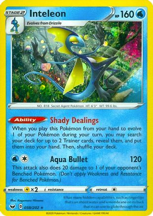Inteleon (Cosmos Holo) 058/202  - Holofoil Miscellaneous Cards & Products - Promo Miscellaneous Cards & Products Pokemon Single  Squirtle Squad Card Shop.