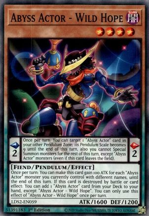 Abyss Actor - Wild Hope (LDS2-EN059) - Legendary Duelists: Season 2 1st Edition Legendary Duelists: Season 2 Yugioh Single  Squirtle Squad Card Shop.