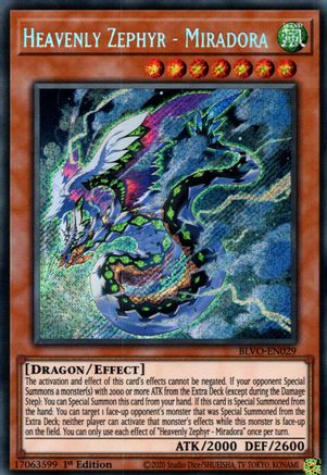 Heavenly Zephyr - Miradora (BLVO-EN029) - Blazing Vortex 1st Edition Blazing Vortex Yugioh Single  Squirtle Squad Card Shop.