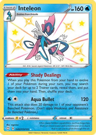 Inteleon SV027  - Holofoil Shining Fates Shiny Vault - Shiny Holo Rare Shining Fates: Shiny Vault Pokemon Single  Squirtle Squad Card Shop.