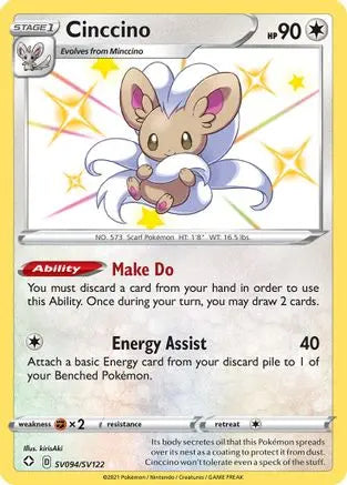 Cinccino SV094 - Holofoil Shining Fates Shiny Vault - Shiny Holo Rare Shining Fates: Shiny Vault Pokemon Single  Squirtle Squad Card Shop.
