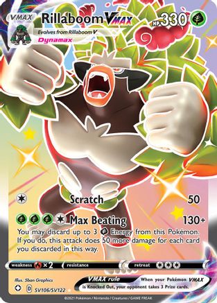 Rillaboom VMAX SV106  - Holofoil Shining Fates Shiny Vault - Shiny Holo Rare Shining Fates: Shiny Vault Pokemon Single  Squirtle Squad Card Shop.