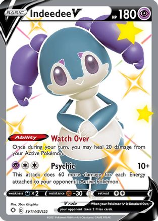 Indeedee V SV114  - Holofoil Shining Fates Shiny Vault - Shiny Holo Rare Shining Fates: Shiny Vault Pokemon Single  Squirtle Squad Card Shop.