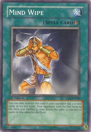 Mind Wipe (SOD-EN039) - Soul of the Duelist Unlimited Soul of the Duelist Yugioh Single  Squirtle Squad Card Shop.
