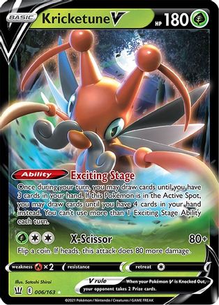 Kricketune V 006  - Holofoil SWSH05 Battle Styles - Ultra Rare SWSH05: Battle Styles Pokemon Single  Squirtle Squad Card Shop.