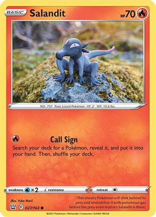 Salandit 027  SWSH05 Battle Styles - Common SWSH05: Battle Styles Pokemon Single  Squirtle Squad Card Shop.