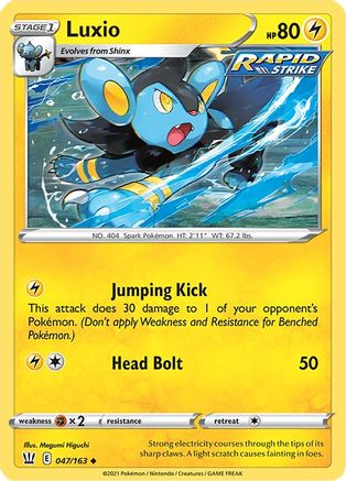 Luxio 047  - Reverse Holofoil SWSH05 Battle Styles - Uncommon SWSH05: Battle Styles Pokemon Single  Squirtle Squad Card Shop.