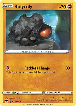 Rolycoly 078  - Reverse Holofoil SWSH05 Battle Styles - Common SWSH05: Battle Styles Pokemon Single  Squirtle Squad Card Shop.