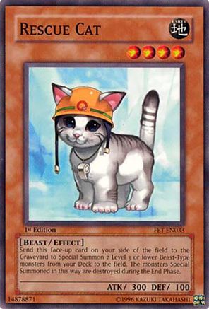 Rescue Cat (FET-EN033) - Flaming Eternity 1st Edition Flaming Eternity Yugioh Single  Squirtle Squad Card Shop.