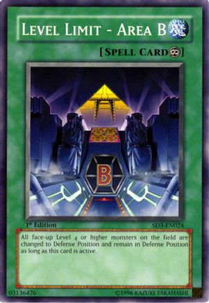 Level Limit - Area B (SD3-EN024) - Structure Deck: Blaze of Destruction 1st Edition Structure Deck: Blaze of Destruction Yugioh Single  Squirtle Squad Card Shop.