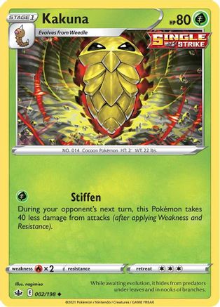 Kakuna 002  SWSH06 Chilling Reign - Uncommon SWSH06: Chilling Reign Pokemon Single  Squirtle Squad Card Shop.