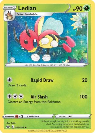 Ledian 005  SWSH06 Chilling Reign - Uncommon SWSH06: Chilling Reign Pokemon Single  Squirtle Squad Card Shop.