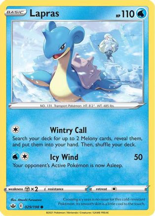 Lapras 029  SWSH06 Chilling Reign - Common SWSH06: Chilling Reign Pokemon Single  Squirtle Squad Card Shop.