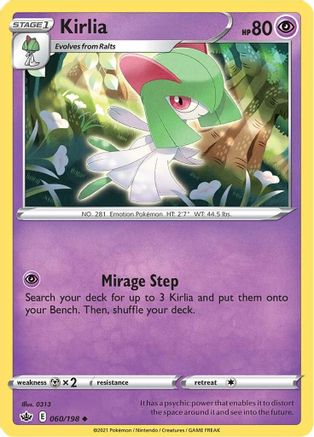 Kirlia 060  SWSH06 Chilling Reign - Uncommon SWSH06: Chilling Reign Pokemon Single  Squirtle Squad Card Shop.