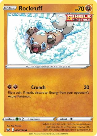 Rockruff 086  - Reverse Holofoil SWSH06 Chilling Reign - Common SWSH06: Chilling Reign Pokemon Single  Squirtle Squad Card Shop.
