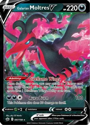 Galarian Moltres V 097  - Holofoil SWSH06 Chilling Reign - Ultra Rare SWSH06: Chilling Reign Pokemon Single  Squirtle Squad Card Shop.