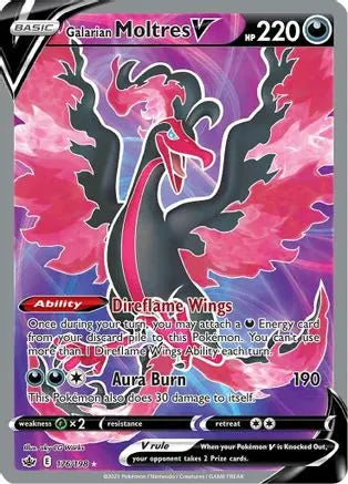Galarian Moltres V (Full Art) 176  - Holofoil SWSH06 Chilling Reign - Ultra Rare SWSH06: Chilling Reign Pokemon Single  Squirtle Squad Card Shop.