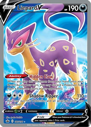Liepard V (Full Art) 180  - Holofoil SWSH06 Chilling Reign - Ultra Rare SWSH06: Chilling Reign Pokemon Single  Squirtle Squad Card Shop.