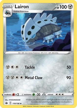 Lairon 110  SWSH06 Chilling Reign - Uncommon SWSH06: Chilling Reign Pokemon Single  Squirtle Squad Card Shop.