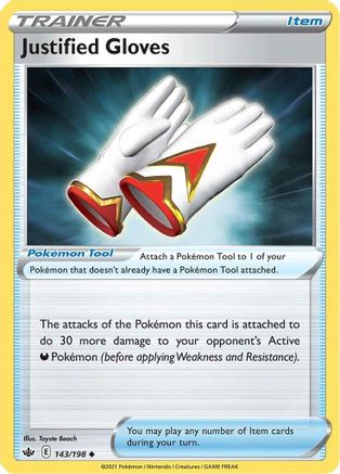 Justified Gloves 143  - Reverse Holofoil SWSH06 Chilling Reign - Uncommon SWSH06: Chilling Reign Pokemon Single  Squirtle Squad Card Shop.